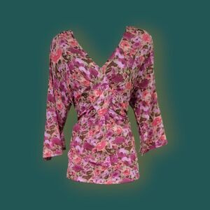 VINTAGE CYTHINA RICHARDS FLORAL SEE THOUGH BLOUSE